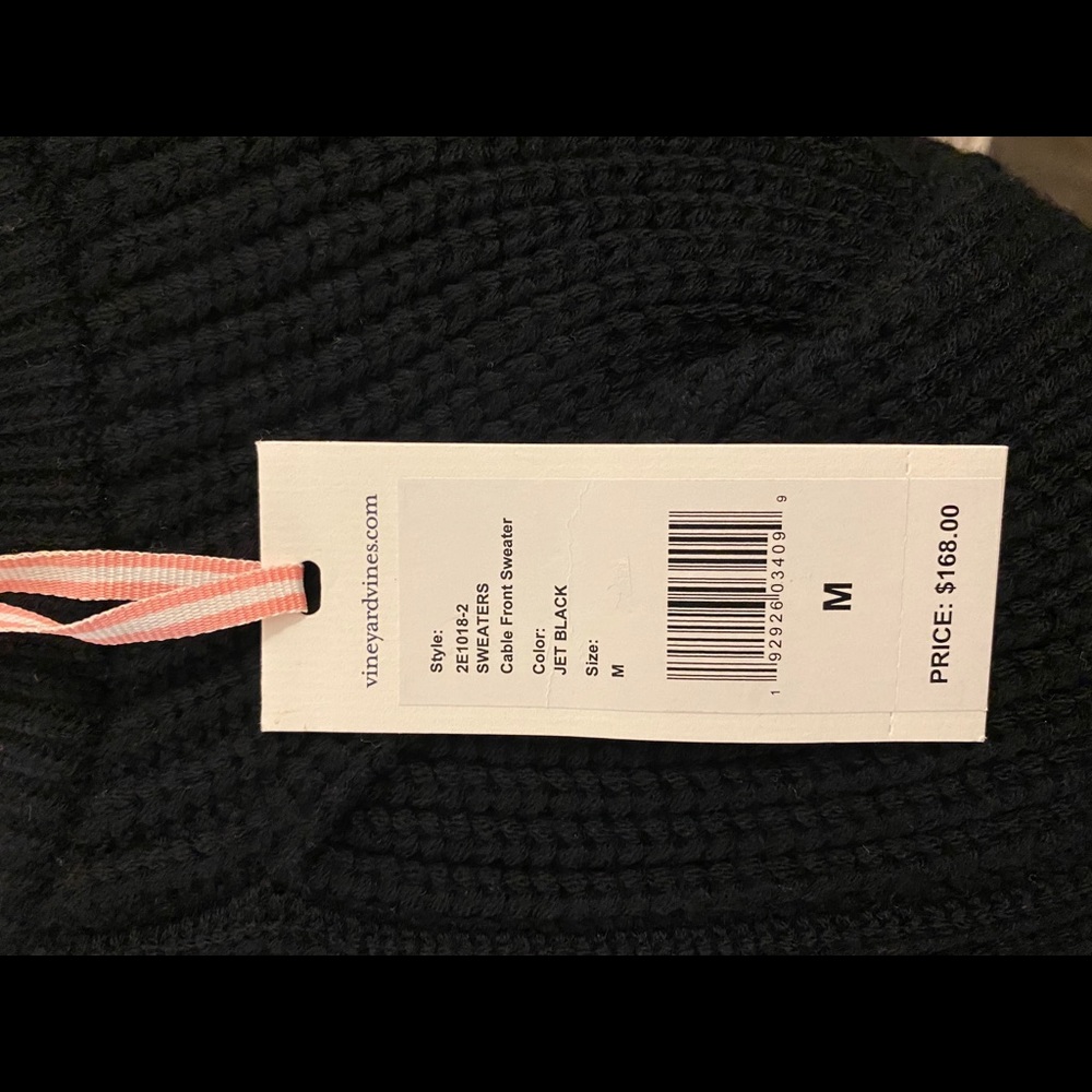 Vineyard Vines | Cable Front Jet Black Sweater - Picture 6 of 10